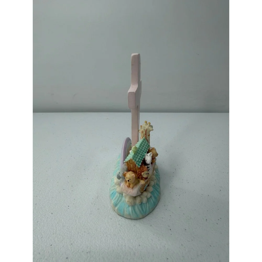 Russ Berrie Notes From Noah Ark Cross Figurine Nursery Decor Pink Baptism 10391